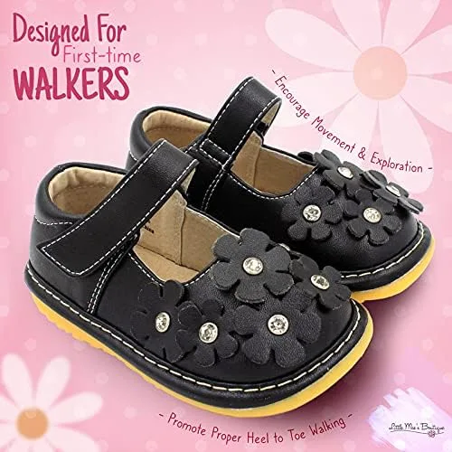 Miniatura 2 de Little Mae's Boutique Mary Jane - Zapatos chirriantes para niñas pequeñas, ideales para caminar con chirriador extraíble y correa ajustable, zapatos