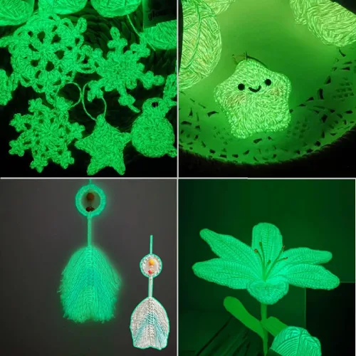Miniatura 4 de 5 rollos de hilo que brillan en la oscuridad, 55 yardas de hilo de ganchillo luminoso para tejer, suministros de costura para tejer manualidades Gris