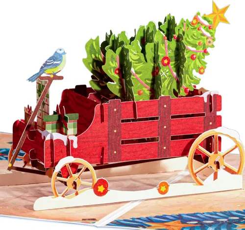 Miniatura 14 de Frndly by Paper Love Bird House Tarjeta de Navidad Pop Up, Tarjetas de Felicitación Emergentes 3D Hechas a Mano, Para Navidad o Días Festivos, 100%