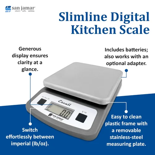 Miniatura 3 de San Jamar SCDG2LP Báscula digital de bajo perfil para alimentos/cocina, capacidad de 2 libras