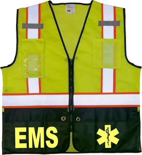 Chaleco de seguridad EMS Survivor, Tipo R Clase 2, logotipos reflectantes con bolsillo trasero gigante.