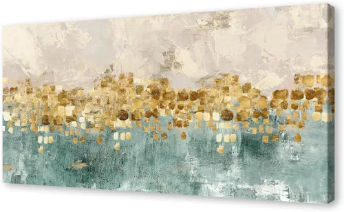 Miniatura 15 de DZL Art A74769 - Impresiones en lienzo abstractas para pared, pinturas artísticas azules y marrones, lienzo estirado de madera, enmarcado para sala