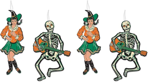 Miniatura 6 de Beistle - Decoración de esqueleto articulado vintage de Halloween – 4 pies 3 pulgadas Large Double-Sided Cardstock Hanging Wall Decor, Retro