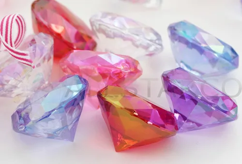 Miniatura 6 de Allstarco 4 piezas de 2.362 in extra grandes de diamante acrílico con revestimiento AB para decoración de mesa de boda, rellenos de jarrón envueltos