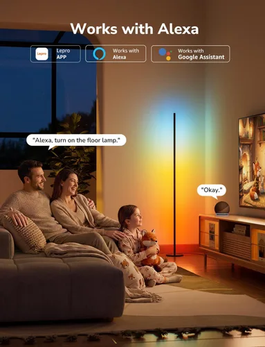 Miniatura 5 de Lepro OE1 Lámpara de pie de esquina AI, lámpara de esquina LED inteligente RGBICW con sincronización de música, habilitada para Alexa, diseñador