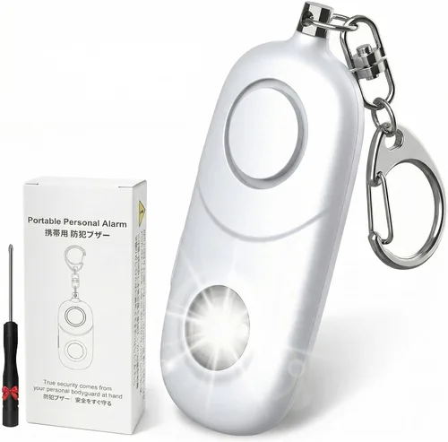 Miniatura 16 de Alarma personal para mujeres, llavero de alarma: Qoosea 135dB llavero de emergencia sirena con luz estroboscópica sirena fuerte para mujeres, niños