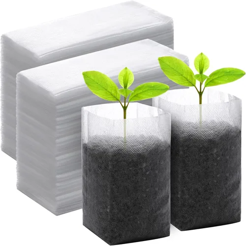 Miniatura 25 de Greaner 100 bolsas de cultivo de vivero grandes, 7.8 x 8.6 pulgadas, bolsa de cultivo de plántulas de tela biodegradable no tejida, bolsas
