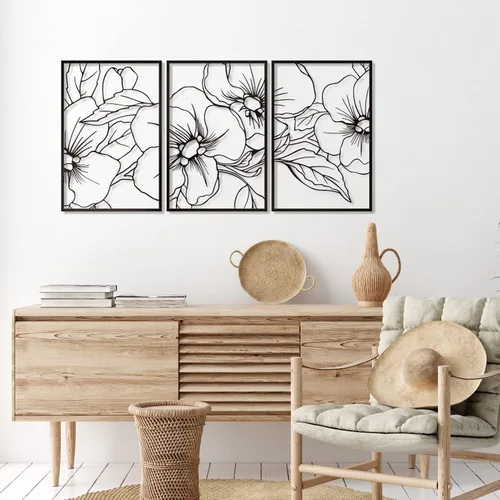 Miniatura 3 de Vivegate Black Minimalist Floral Single Line Metal Wall Art Decor - 18"X12" 3 Packs Black Floral Abstract Minimalist Lines Wall signs for Hanging