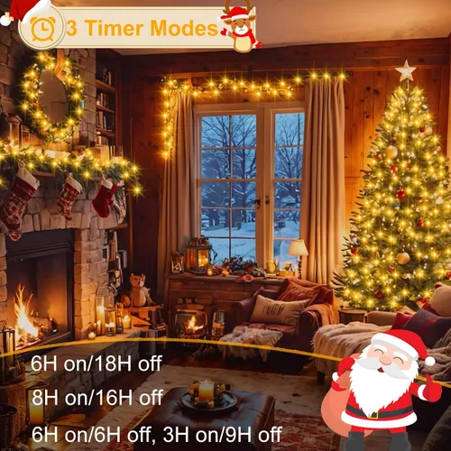 Miniatura 4 de echosari Guirnalda de 400 Luces LED de Navidad Conectables, Luces de Cadena Extra Largas de 66 Pies para Exteriores Conectables de Extremo a Extremo