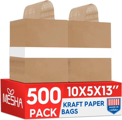 Miniatura 17 de MESHA Bolsas de regalo negras de 5.25 x 3.75 x 8 pulgadas, pequeñas bolsas de papel kraft con asas a granel, paquete de 100 para pequeñas empresas