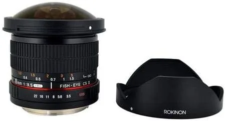 Miniatura 6 de Rokinon HD8M-C - lente de ojo de pez con capucha desmontable, 8 mm f/3.5 HD para Canon DSLR 8-8mm, lente fijo sin zoom, negro