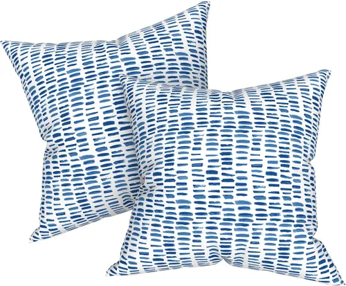 Miniatura 142 de Juego de 2 almohadas para exteriores de 16 x 16 pulgadas, repelentes al agua con interiores, para muebles de patio, hogar, jardín, geometría bohemia