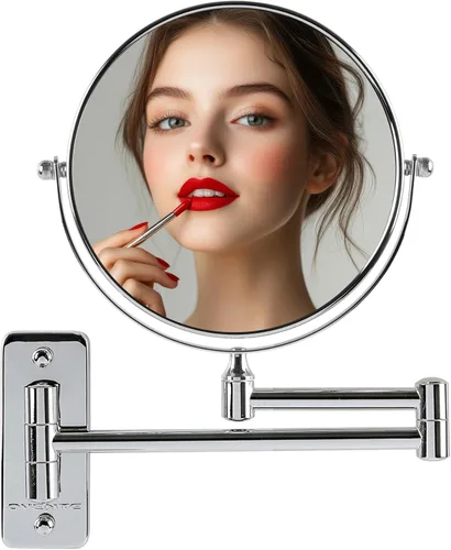 Miniatura 17 de OVENTE Espejo de maquillaje montado en la pared de 7 pulgadas con aumento 1X/10X, espejo redondo de tocador de baño de doble cara, diseño giratorio