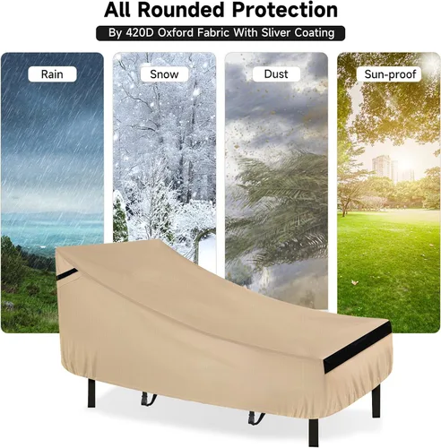 Miniatura 6 de NEVERLAND Funda para silla de patio – Fundas de tumbona impermeables para exteriores con material resistente, 420D impermeable para sillas