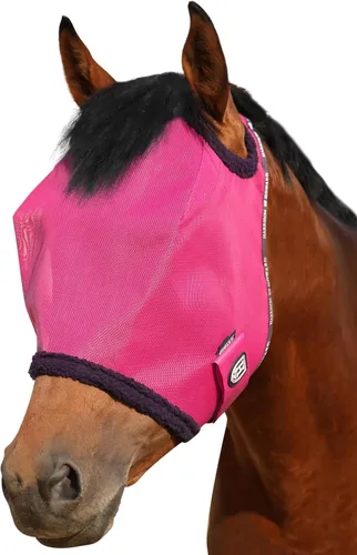 Miniatura 13 de Harrison Howard Máscara de malla redonda para mosca de caballo, protección UV, con borde acolchado de vellón, negro, S