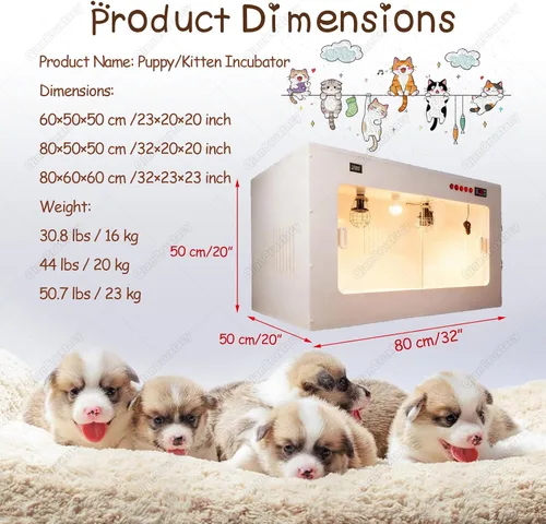 Miniatura 7 de Incubadora de cachorros recién nacidos, monitoreo en tiempo real de temperatura y humedad, sistema de calefacción mejorado con lámpara de cerámica