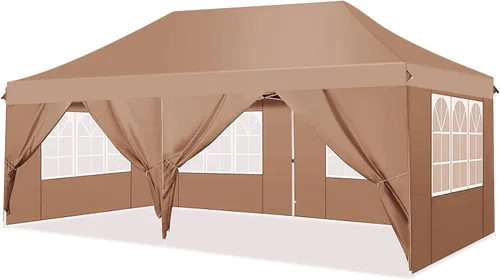 Miniatura 18 de COBIZI - Tienda desplegable de 3,66 x 3,66 metros en oferta - Cenador portátil de metal para exteriores con mosquitero, impermeable - Cenador Caqui