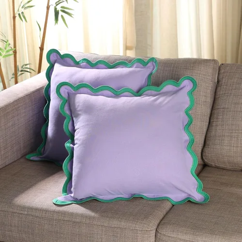 Miniatura 10 de Fundas de almohada Folkulture para sofá o para sala de estar Juego de 2 fundas de almohada (18x18) con diseño boho Fundas de almohada Rubor