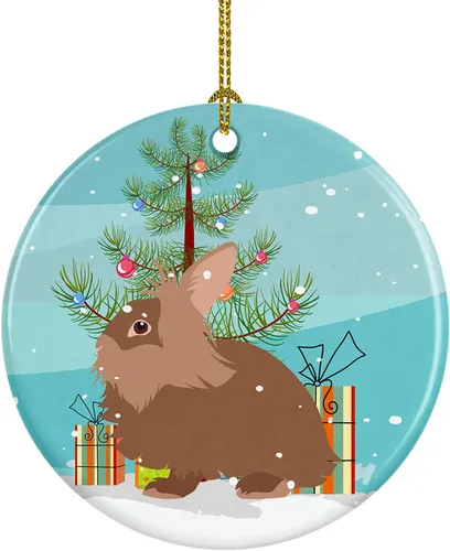 Miniatura 7 de Caroline's Treasures Adorno de cerámica de Navidad pintado o de codorniz chino, decoración colgante de árbol de Navidad verde azulado para el hogar