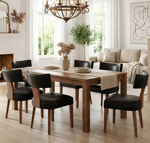 Miniatura 26 de Shunzhi Juego de 2 sillas de comedor modernas de mediados de siglo, sillas tapizadas de madera para comedor, sillas de cocina estilo granja, sillas