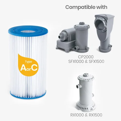 Miniatura 3 de Funsicle Cartucho de filtro tipo A/C, paquete de 4, cartuchos de filtro de piscina de repuesto, para adultos