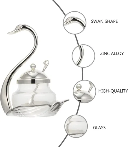 Miniatura 4 de DOITOOL Contenedor transparente de vidrio para condimentos, contenedor de cisne, caja de condimentos, recipiente de azúcar para sótano de sal