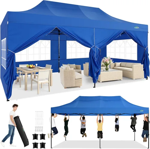 Miniatura 52 de COBIZI Tienda de campaña desplegable resistente de 10 x 10 pies con 4 paredes laterales, marco grueso, tiendas comerciales fáciles de instalar al