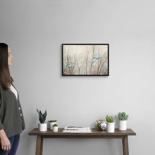 Miniatura 2 de CANVAS ON DEMAND Lienzo enmarcado con diseño de pájaros neutros de Julia Purinton, contemporáneo, decoración del hogar, animales, pájaros, 18 x 12