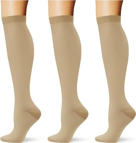 Miniatura 50 de (3 pares) Calcetines de compresión 20-30 mmHg, calcetines largos hasta la rodilla para mujeres y hombres, soporte atlético, para viajes y uso diario