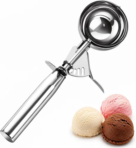 Cuchara de helado con gatillo, cuchara de galletas de tamaño pequeño para hornear, cuchara de helado de acero inoxidable para niños, cuchara de