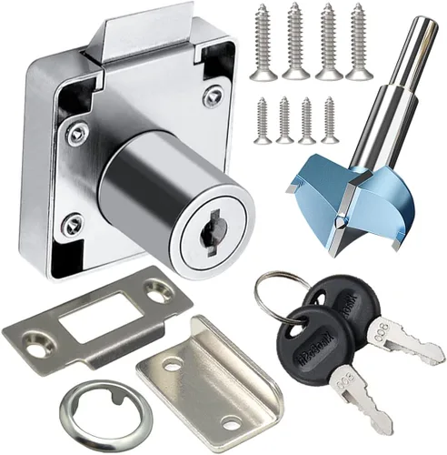 Cajón de lengüeta de bloqueo automático, cajón y broca para muebles, cerradura de escaparate, diámetro de perforación: 3/4 pulgadas/0.748 in para