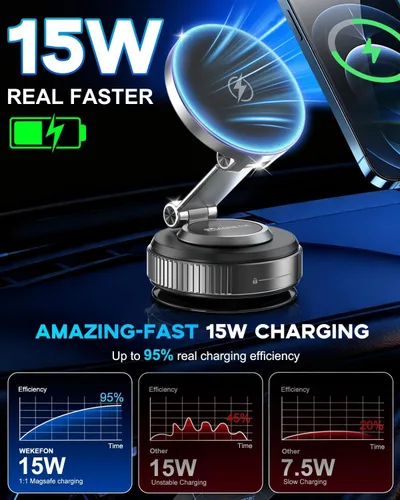 Miniatura 4 de Soporte de teléfono con ventosa Pro – Soporte magnético de teléfono al vacío para automóvil, ángulo ajustable de 180°, soporte antideslizante