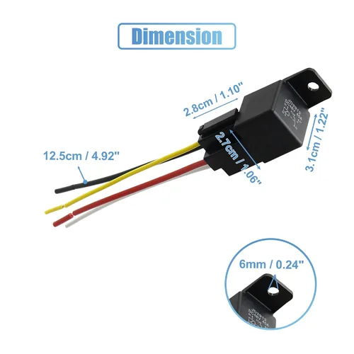 Miniatura 3 de uxcell JD-2912 4 Pin DC 48V 40A Universal Vehículo Vehículo Motor Fusible Relé Interruptor Potencia con 4 Arnés