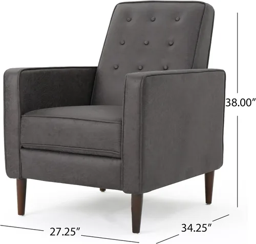 Miniatura 3 de GDFStudio Macedonia - Sillón reclinable de tela con respaldo copetudo, moderno Pizarra / Espresso oscuro