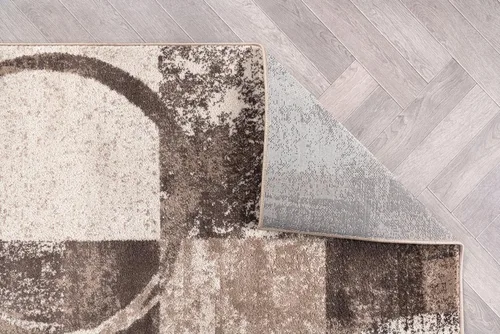 Miniatura 5 de Rugshop - Alfombra contemporánea con diseño abstracto de círculos, alfombra con respaldo de yute para entrada, cocina o habitación pequeña, marrón