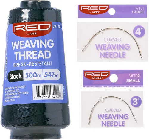 Red by Kiss Hilo de tejer de pelo negro 547yard y agujas de tejer curvas Set Kit de extensión de cabello
