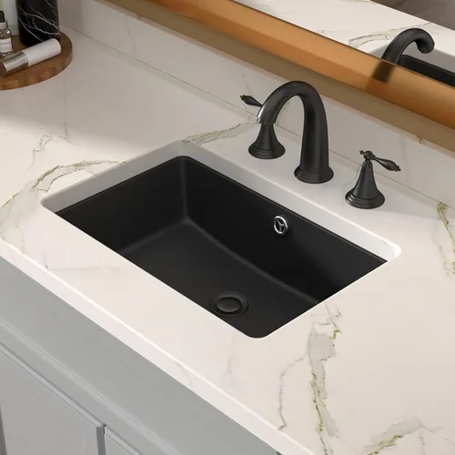 Miniatura 13 de Lordear Fregadero de baño blanco con un agujero de 24 x 20 pulgadas, un agujero, porcelana, cerámica, lavabo para lavabo de baño de 24 pulgadas