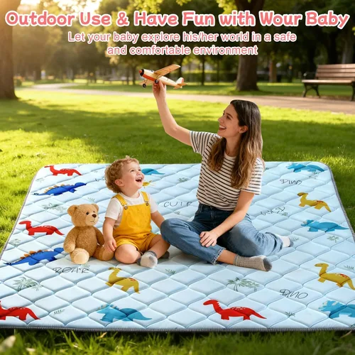 Miniatura 7 de omzer Alfombra de juego para bebé para piso: tapete de corralito de 59 x 59 pulgadas, tapete de espuma acolchado suave y grueso para bebés y niños