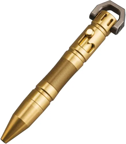 MecArmy TPX8 Mini bolígrafo táctico de titanio y latón con llavero táctico con llavero 1 D (latón)
