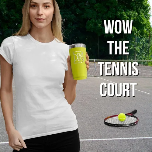 Miniatura 5 de Onebttl Regalos personalizados de tenis para mujeres, amantes del tenis, hombres, vaso de acero inoxidable de 20 onzas para Navidad, cumpleaños