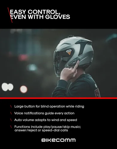 Miniatura 6 de BIKECOMM BK-S2 Intercomunicador de auriculares Bluetooth para motocicleta, altavoces inalámbricos de alcance de 3,937.0 ft, sistema de comunicación