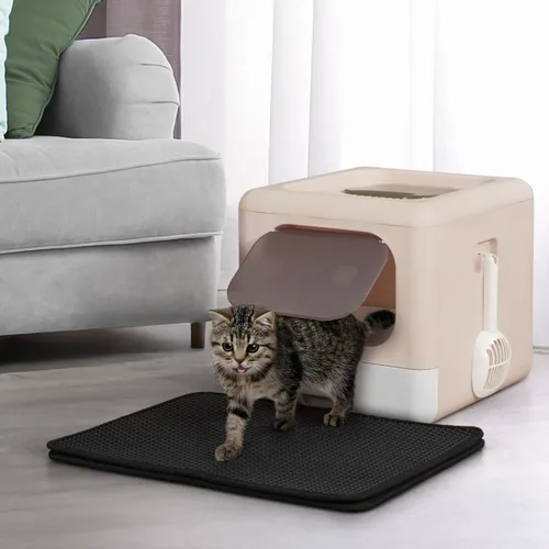 Miniatura 2 de BOWHAUS Caja de arena desmontable para gatos con tapa, inodoro de gatos 3 en 1, caja de arena para gatos de gran espacio anti-filtración con pala