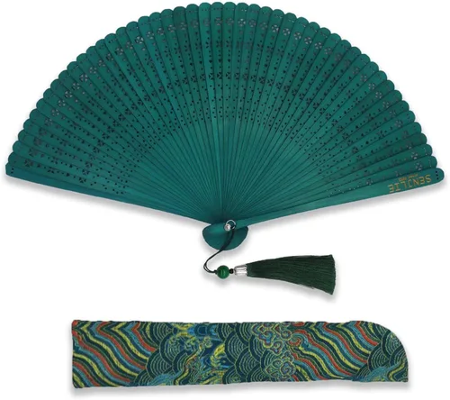 Abanicos de mano plegables, ventilador de mano de bambú tradicional chino/japonés hecho a mano con una bolsa, regalo oriental para hombres/mujeres