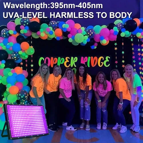 Miniatura 8 de Paquete de 2 luces negras de 300W con 336 LEDs, lámpara UV de luz negra para fiestas fluorescentes, 395nm, accesorio de luz negra IP65