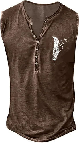 EELHOE Mens Tank Tops Loose-Fit Lightweight Fashionable Cotton Linen Button Sleeveless Shirt Stylish Clothes Non Iron