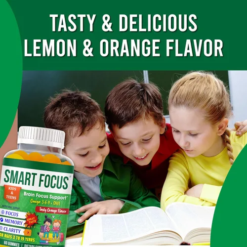 Miniatura 8 de Smart Focus Omega 3 DHA Focus - Gomitas para niños y adolescentes, suplemento de concentración y atención para niños, vitaminas de apoyo cerebral