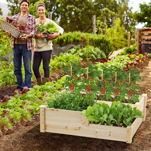 Miniatura 2 de S AFSTAR Cama de jardín elevada de 3 niveles, maceta elevada para exteriores, para verduras, frutas, hierbas, flores, kit de maceta de madera