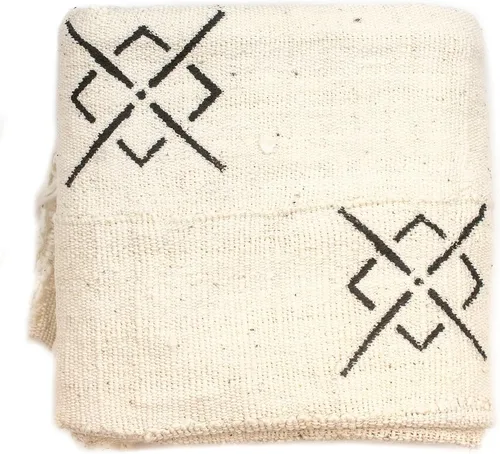 Miniatura 10 de The Bead Chest Paño de barro blanco Bogolan Mali, tejido africano hecho a mano de África occidental, 40 x 64 pulgadas, ideal para decoración