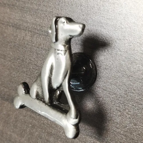 Miniatura 5 de Paquete de 6 perillas metálicas para armario de perro y hueso para mascotas, para armario, cajón, aparador, puerta, manijas de un solo agujero