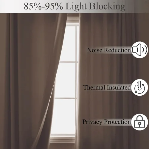 Miniatura 5 de Frelement Cortinas opacas de lino natural, paneles de cortinas con bolsillo para barra y pestaña trasera, para sala de estar, cortinas
